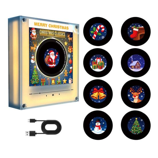 Magnete per Giradischi con Luce Notturna, Magnete per Frigorifero in Vinile, 9 Dischi Programmabili, Memoria da 128MB, Nessuna Musica, Luce LED Personalizzabile, Personalizzazione Magnetica NFC