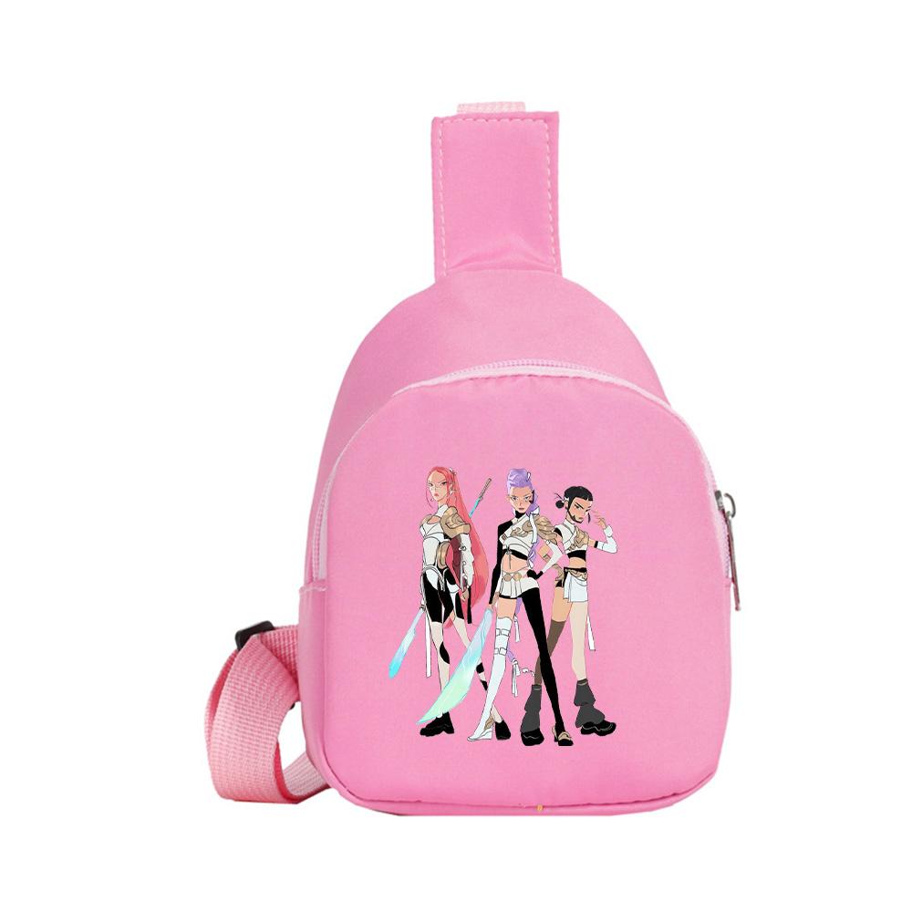 Borsello petto stampato Anime Cartoon K-Pop Demon Hunters Kawaii per Ragazzo Ragazza Borsa a spalla Studente Borsa a tracolla portatile Borsa petto di Natale Regalo per bambino