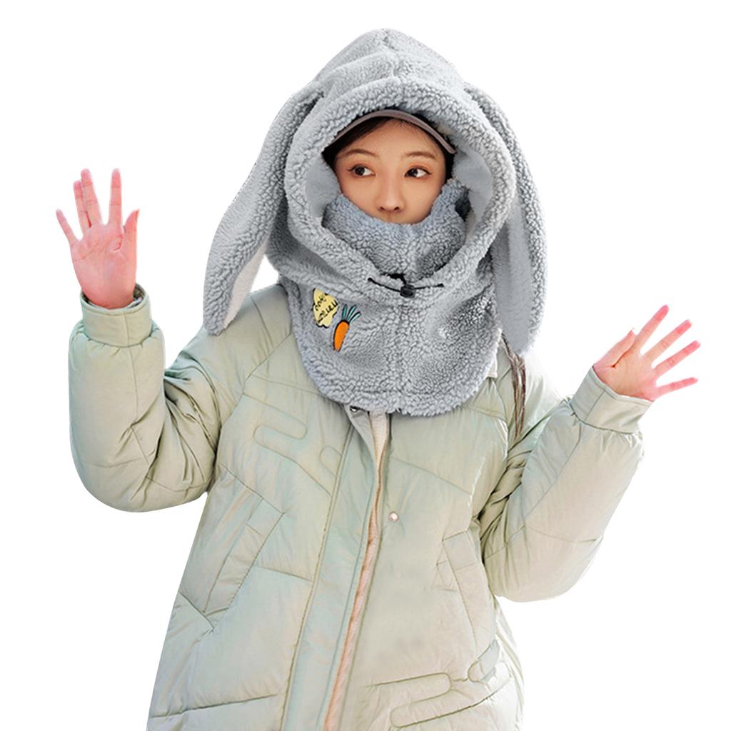 Winter Neck Warmer+ Dual Layered Bunny Hat Russian Hat Jazz Streetwear Dual Layered Bunny Hat for Women