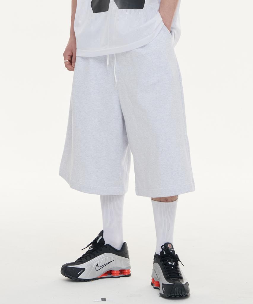 Row Lab Super Wide Baggy Fit Cropped Bermuda Shorts - Melange Grey