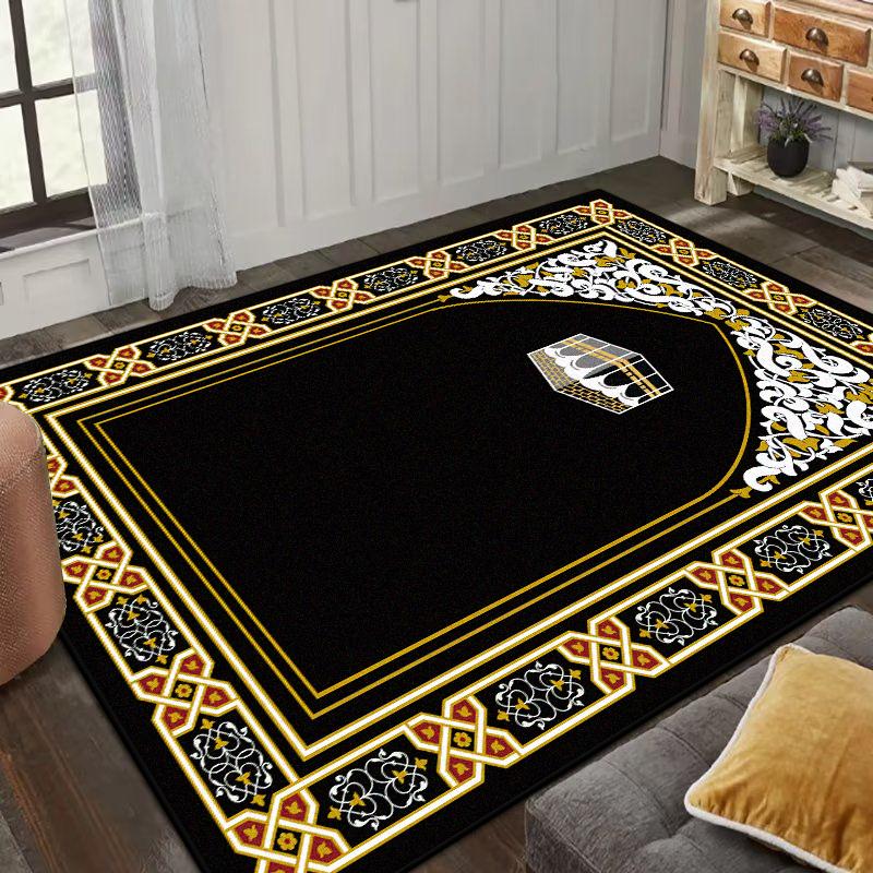 Middle East Carved Prayer Carpet Flannel Non-slip Worshipers Rug Kneeling Mat Soft Machine Washable Home Living Room Decoration