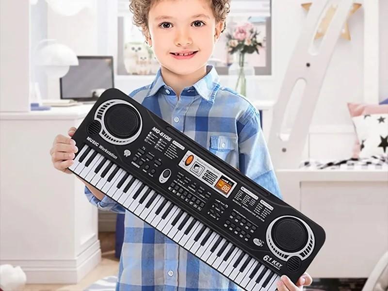 Keyboard Pianino Do Nauki Organy Dla Dzieci Dorosłych 61 Klawiszy Mikrofon Zasilacz Zestaw