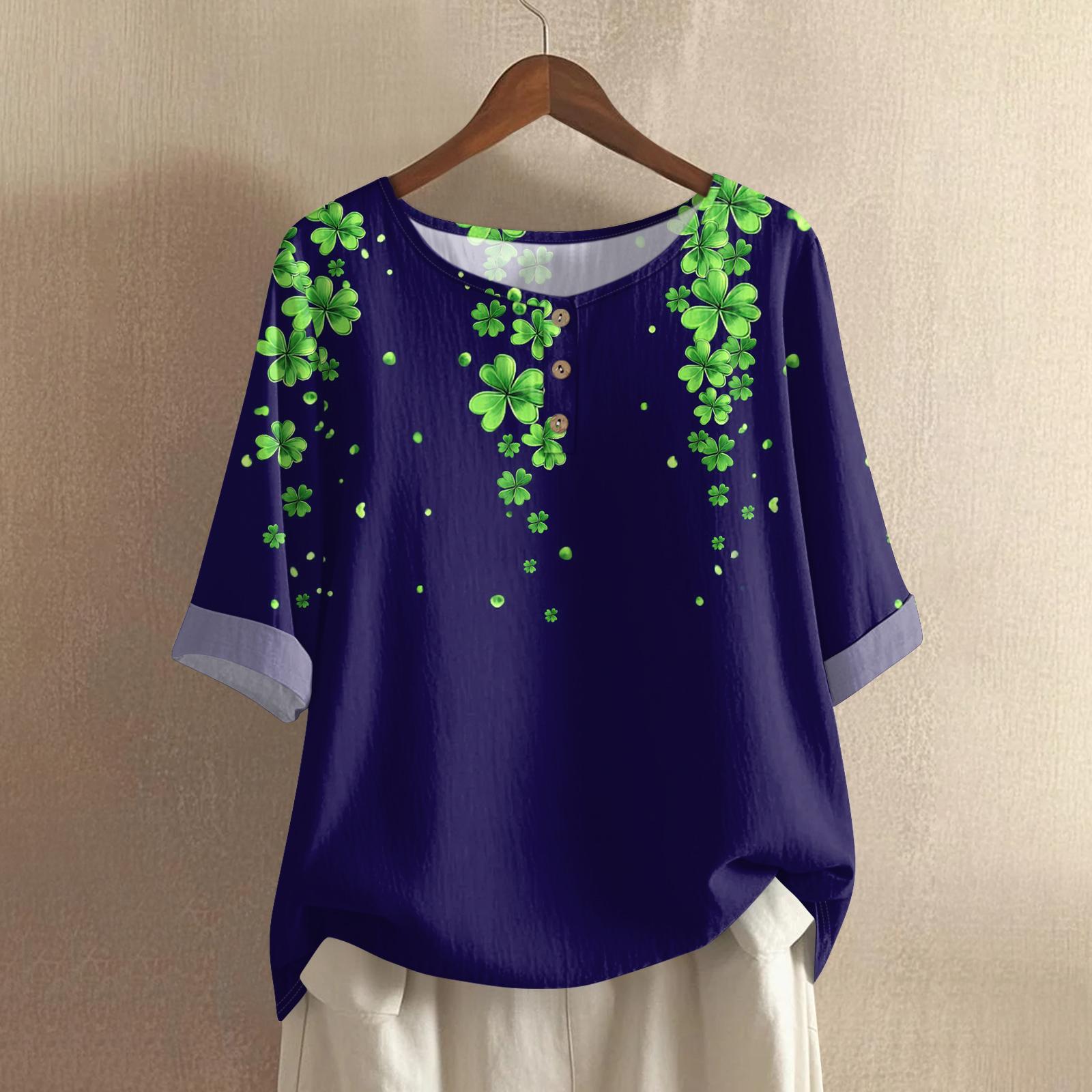 

Женская модная и повседневная рубашка с рукавом 3/4, круглым вырезом и принтом XXL