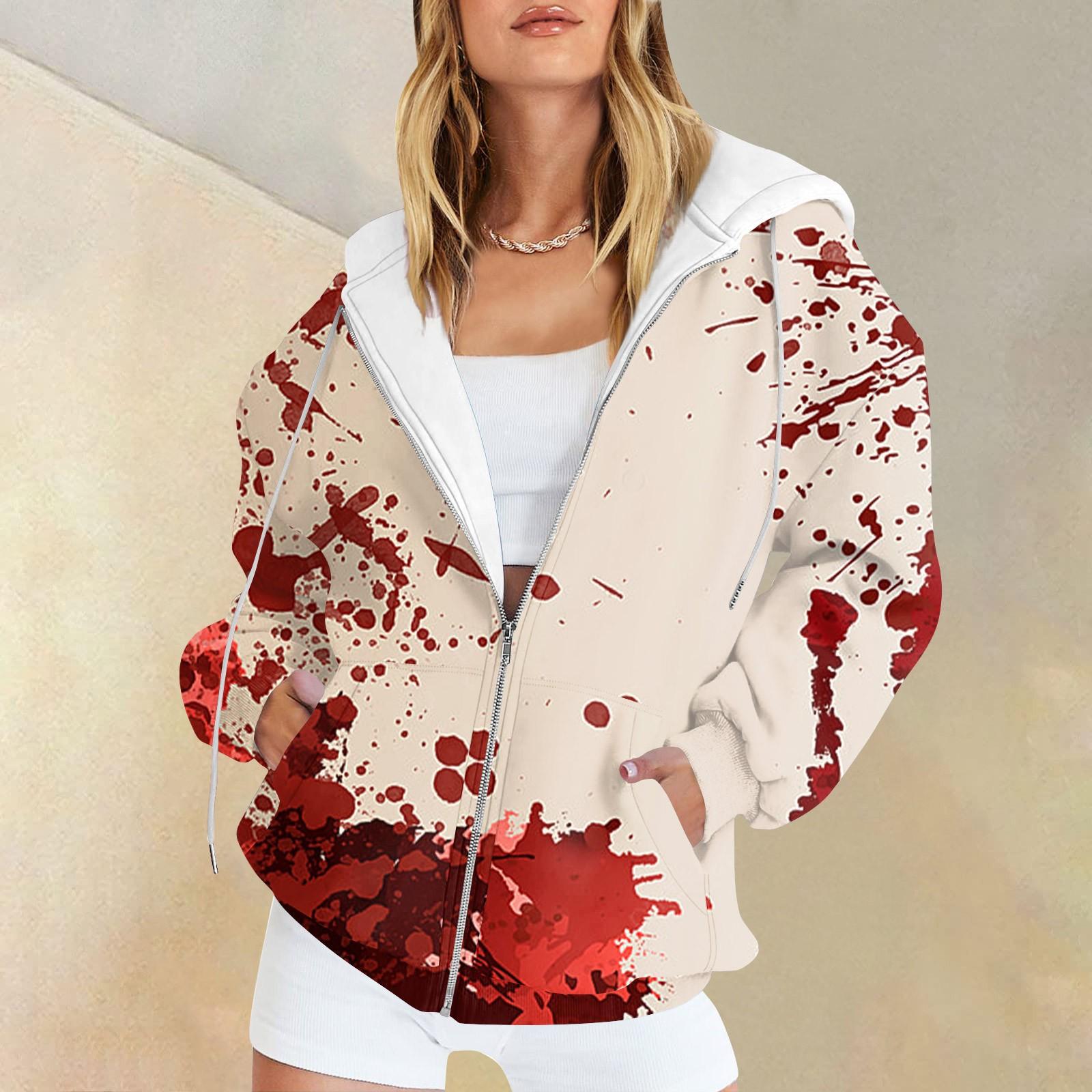 Женская мода повседневная толстовка с принтом на Хэллоуин осень-зима с длинным рукавом — фото 3