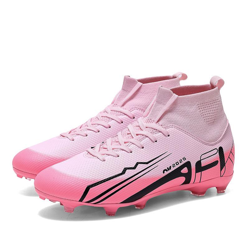 2 new men's and women's breathable high-top long and short nail football shoes fashionable non-slip sports shoes