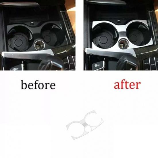 For BMW 5 Series G30 Matte Silver Frame Trim Car Central Console Water Cup 18-22