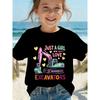 Europäische Größe Mädchen Rundhals Kurzarm T-Shirt mit Cartoon Bagger Muster Druck