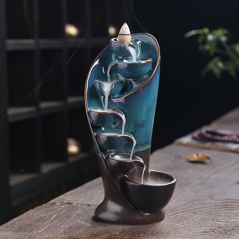 

1pc,Handmade Torch Design Waterfall Incense Burner Creative Home Decor Incense Holder Portable Ceramic Censer (Without Incense)