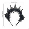 Gothic Tiara Headband with Beads | Sparkling Glittered Surface, Lace Crown Roses, for