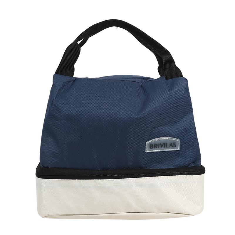 

Double-Layer Insulated Lunch Bag with Shoulder Strap & Handle Portable Cooler Bag Food Thermal Bag for Work Student Lunch Box темно-синий