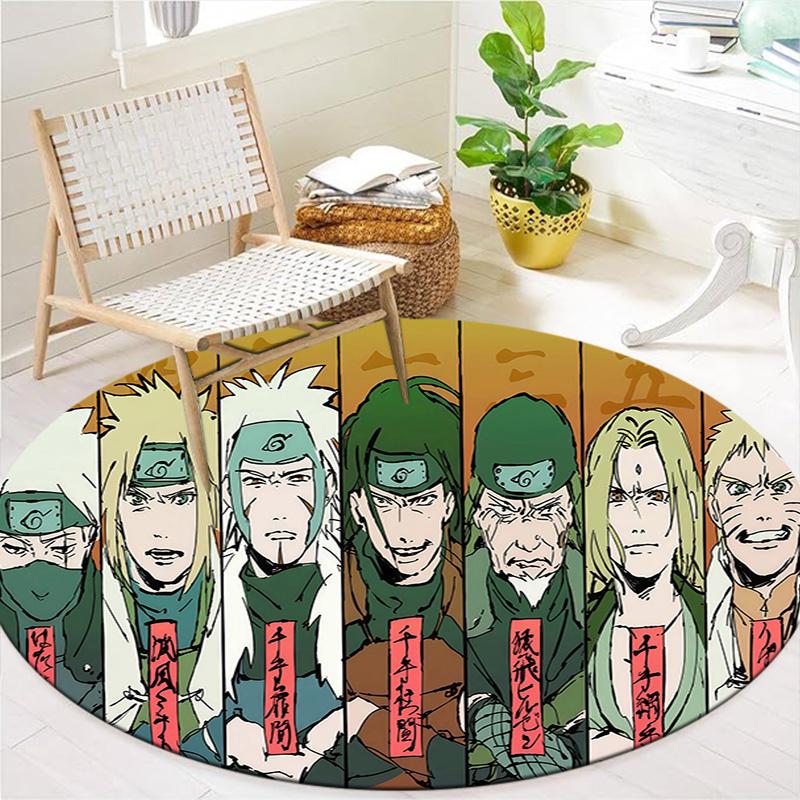Naruto Fire Sage Mode Round Area Rug Carpet Rug For Living Room Bedroom Sofa Playroom Decor Nonslip Floor Mat
