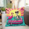 Fun Skeleton And Flamingo Pillow Cover 2D Printed Polyester Sofa Cushion Cover-For Beach, Camping And Home Decor