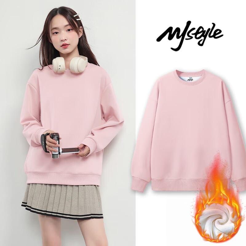 MJ STYLE Damen Fleecegefüttertes Rundhals-Sweatshirt