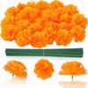 30 Pcs Silk Cloth Silk Marigold Flowers Decoration Set Orange Carnation Flowers  Home Decoration