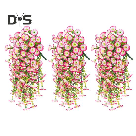 3 Stück Hängende Künstliche Prunkwinde UV-Beständig Realistisch Echte Seidenblume Hochzeitsparty Innen Außen Garten Wandbehang Kunstblumen Dekoration