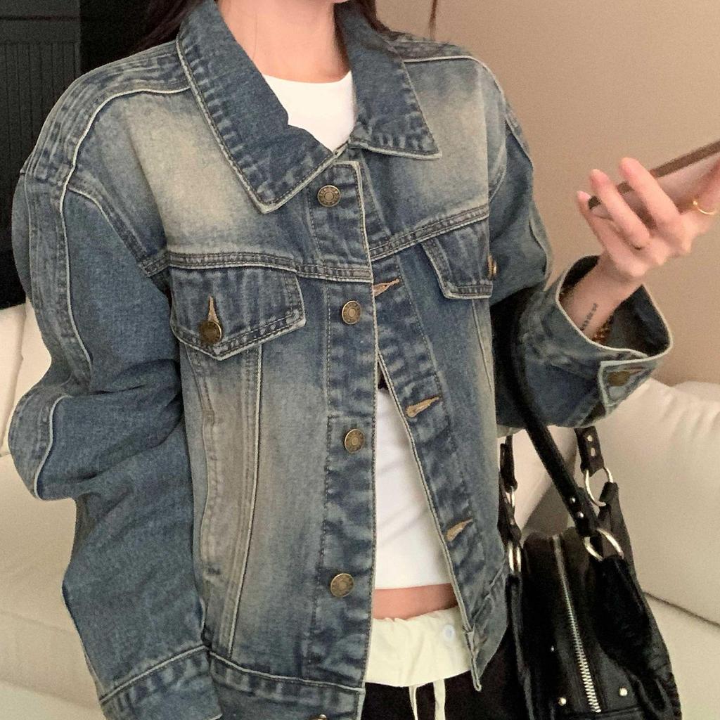 Women's Chic Denim Jacket: Short, Waist-Cinched, Versatile & Slimming for 2026 Spring/Autumn