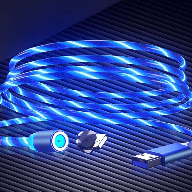 Glowing Cable Mobile Phone Charging Cables Led Light Micro Usb Type C Charger For Samsung Iphone Magnetic Phone Charge Wire Cord