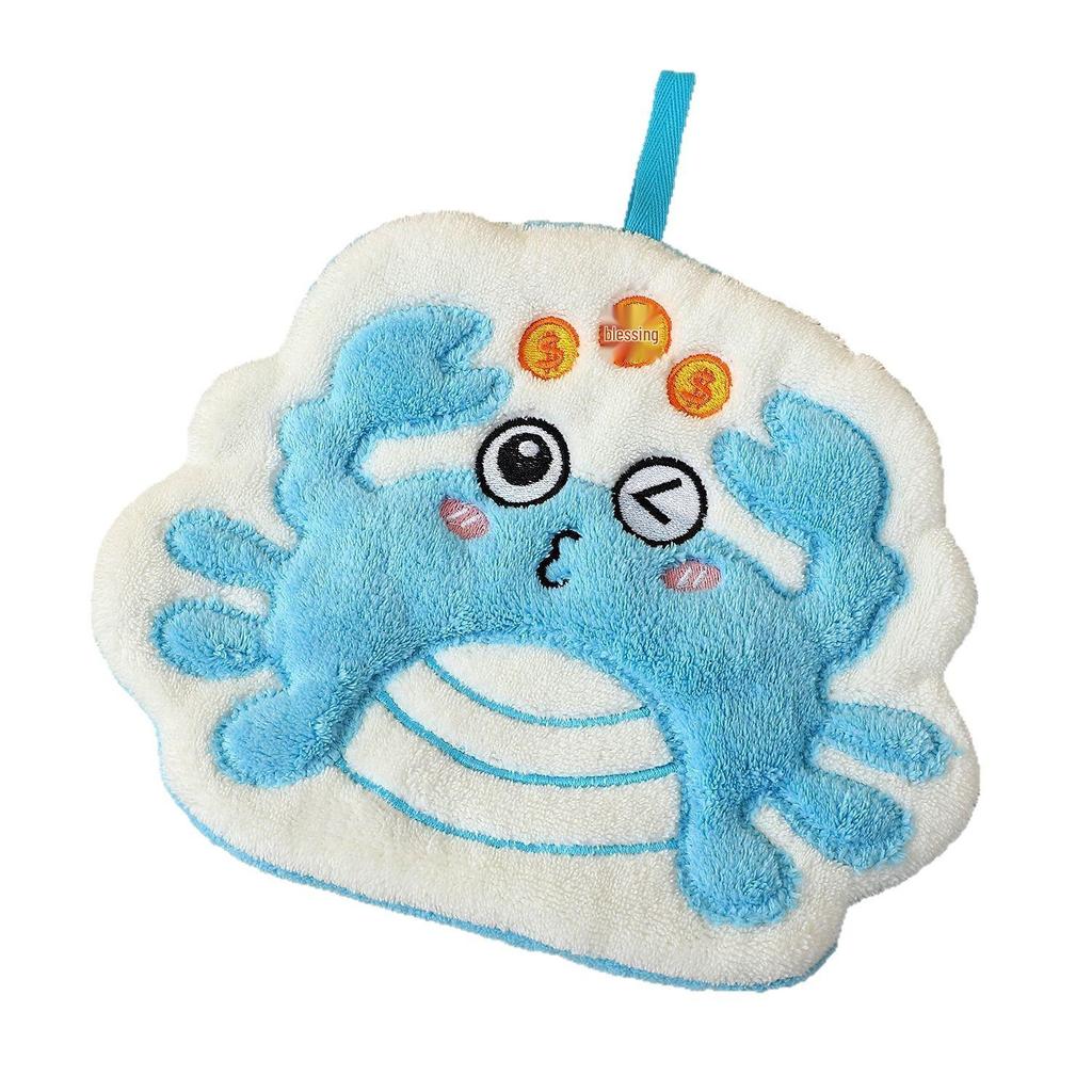 Thickened Quick-Dry Cute Crab Kids Hand Towel for Kitchen & Bathroom