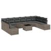 VidaXL Ensemble de canapé de jardin de 10 pièces avec coussins Noir Poly Rattan 3347249