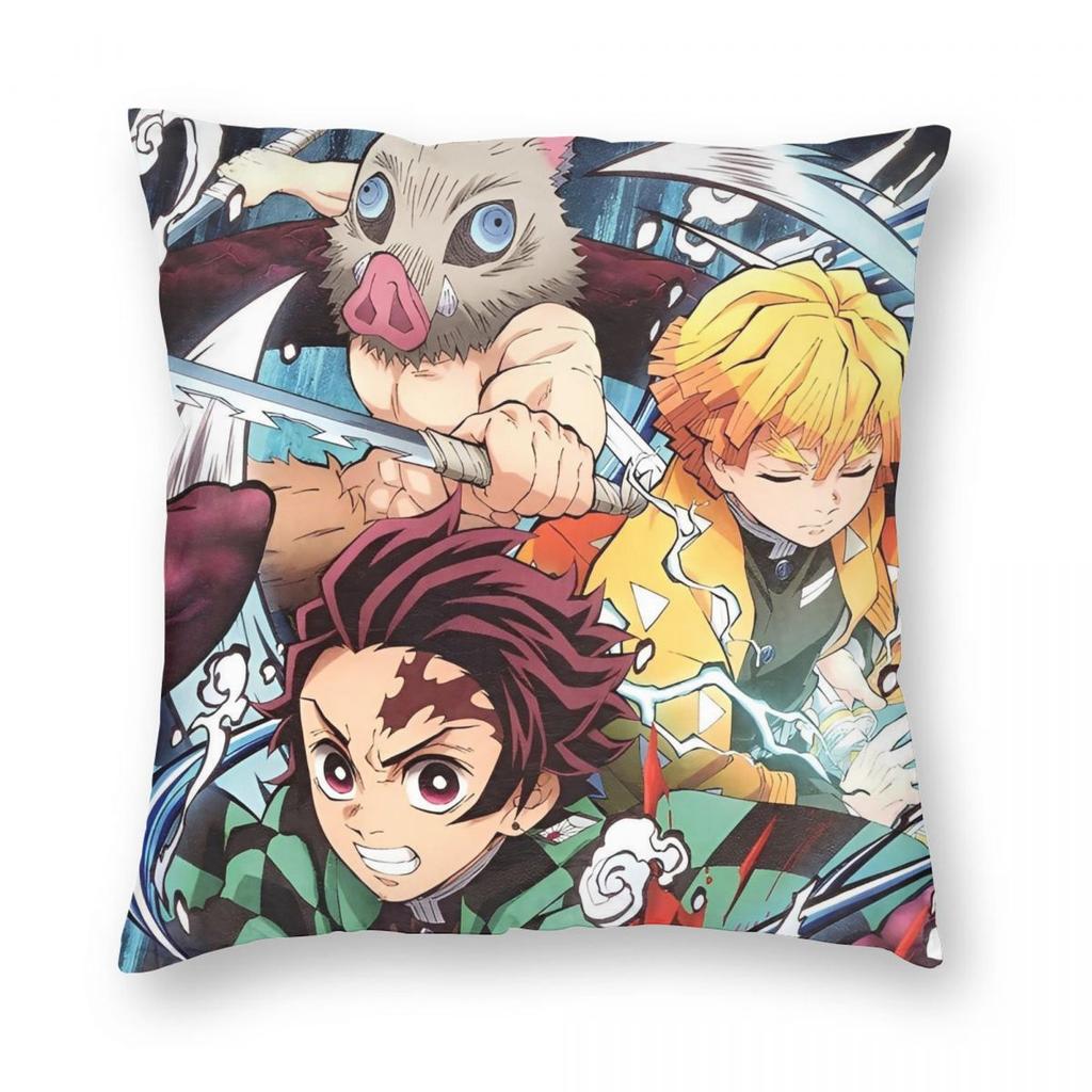 Demon Slayer Kimetsu No Yaiba Kissenbezug Weicher Polyester Kissenbezug Geschenk Kissenbezug Hülle Zuhause Reißverschluss cm