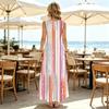 Women's Sleeveless Maxi Dress Watercolor Stripes Lightweight Long Dress for Beach Vacation,Daily Wear,Urban Casual & Elegant Wear
