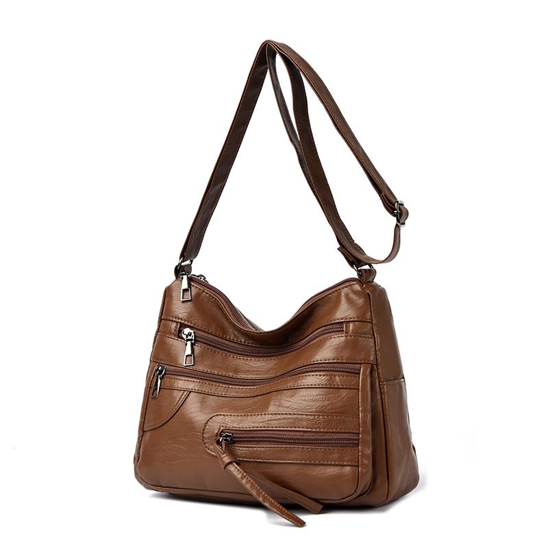 Large Capacity Women's Solid Color Shoulder Bag Multi-Layer Crossbody Bag Multi-Functional Mother Bag