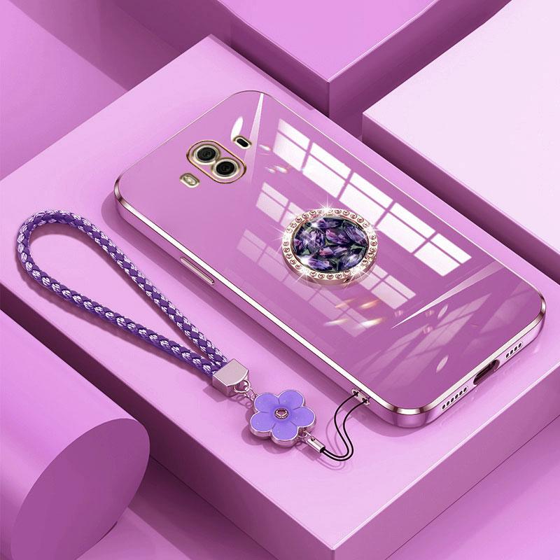 

Чехол Mate10 с ремешком, роскошный чехол с бриллиантовым держателем для Huawei Mate 10 Pro, чехлы Mate 10 20 60 Honor v30 Pro, кольцо-подставка Mate10 pro&Case & Holder лавандовый