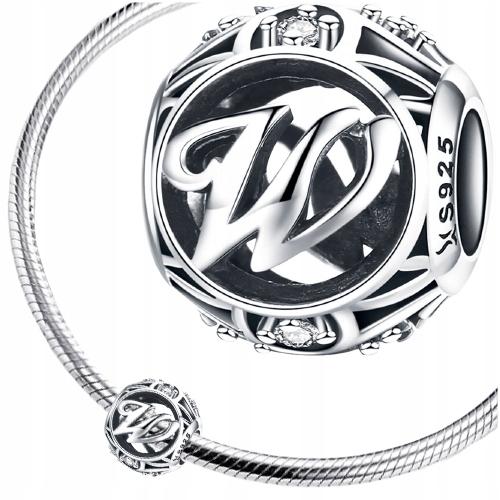 Charms Letter W 925 Bead Pendant S925 Openwork Zircons Letter