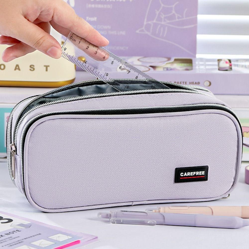 Large Capacity Pencil Case Zipper Design Stationery Organizer High Aesthetic Pen Bag School Office