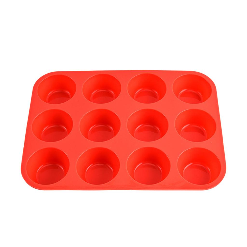 12-Cavity Round Silicone for Baking - Nonstick Flexible Muffin Pan
