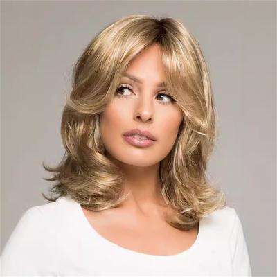 Synthetisches Haar Kurze Perücken für Frauen Trendige Frisuren Mami-Perücke Ombre Blonde Farbe Shag-Perücke mit Pony Natürliche Haarschnitte Lässig
