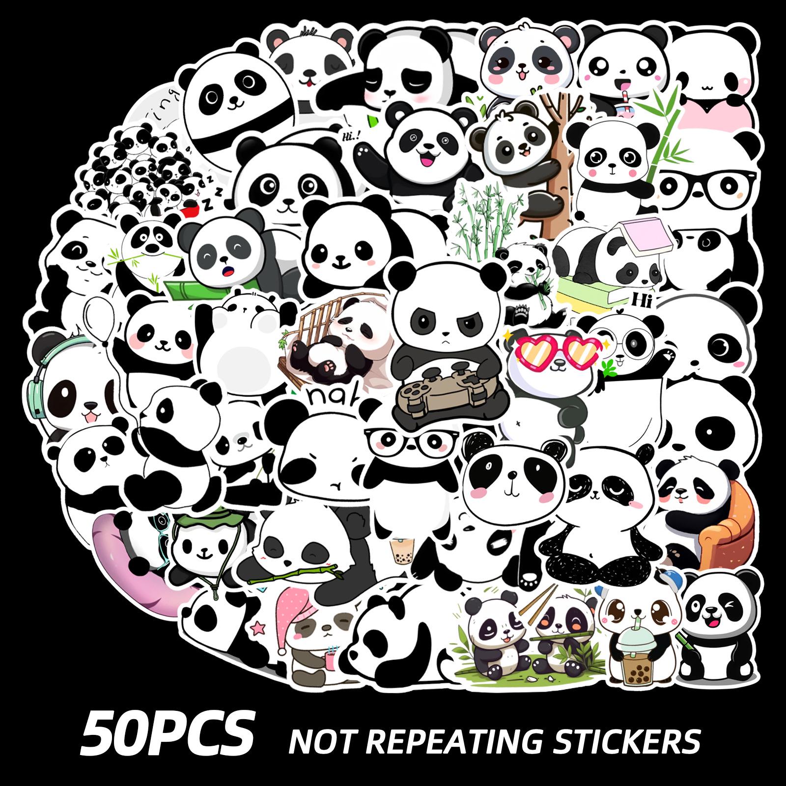 50-Piece Set of Waterproof Giant Panda Graffiti Stickers for Phone, Guitar, Tablet, and Laptop 50 Unique Pieces