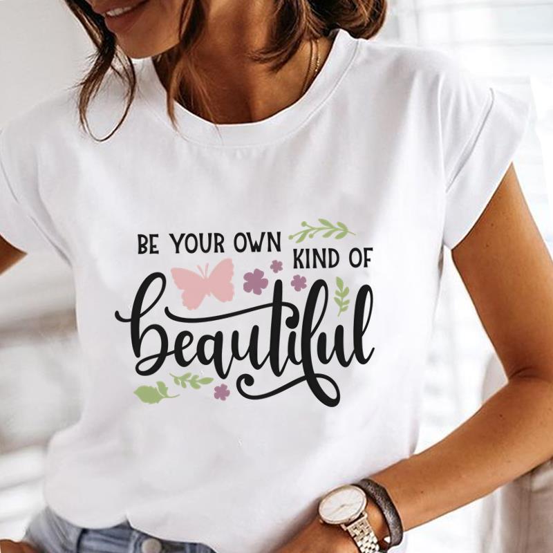 (Asian Size) Tee Lady Female Top Printed Letter Cute Style Women Casual T Shirt Fashion Clothing Graphic Short Sleeve T-shirts