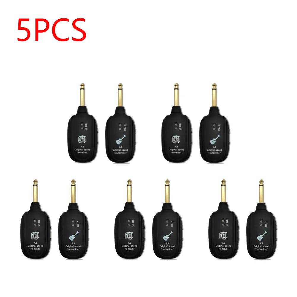 1-5pcs A8 UHF Wireless Guitar Audio System Wireless Guitar Transmitter Receiver for Guitar Bass Built-In Rechargeable Battery