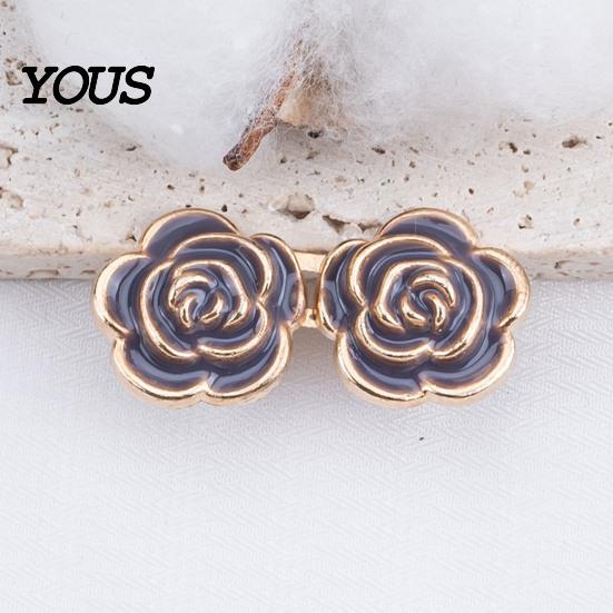 Comfortable Waist Support Pins 1 Pair Rose Tightener Pins, No-sew Pants Tighteners, Detachable Metal Flower for Jeans Skirts Waistband Narrowing