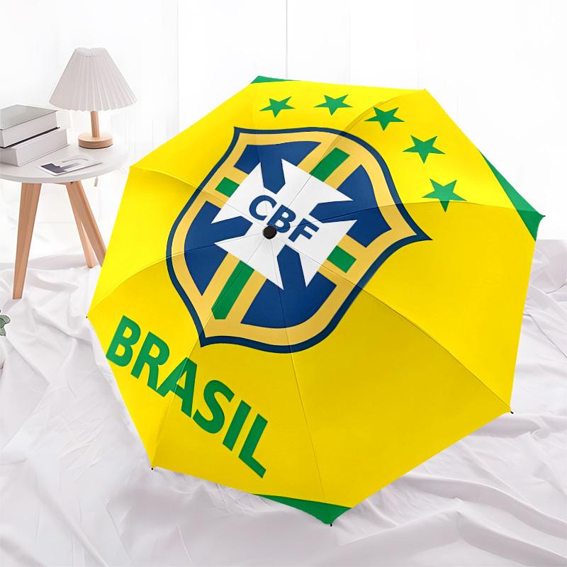 Brazilian Football Confederation, CBF Shield Automatic Opening and Closing, 8 rib Structure Portable Umbrella, Suitable for Men and Women in