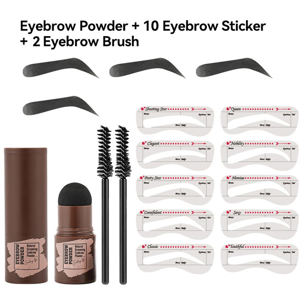 Women Waterproof Eyebrow Stamp Kit Easy To Use for Perfect Brows All In One Makeup Tool Set with 10 Reusable Stencils and 2 Brushes