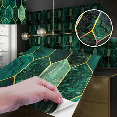 Bricks Water-Repellent Wall Covers 20Pcs/Lot Green Bronzing Mosaic Tile Decals Bedroom Living Room Home Ornament Wall Decals X