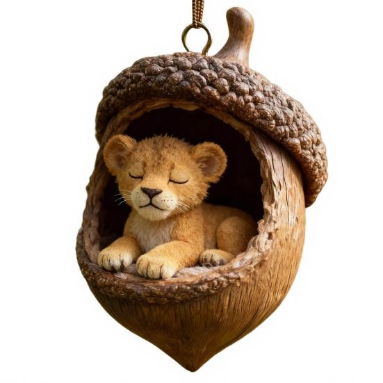 Yousheng Forest Animal Acorn Ornament 2D Acrylic Cozy Forest Christmas Ornament Woodland Creature Hanging Decoration for Xmas Tree Holiday Decor