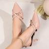Fashion Sandals Woman Slides Office Career Thin High Heels Shoes Women Solid Slip On Square Buckle Pointed Toe Summer Sandals