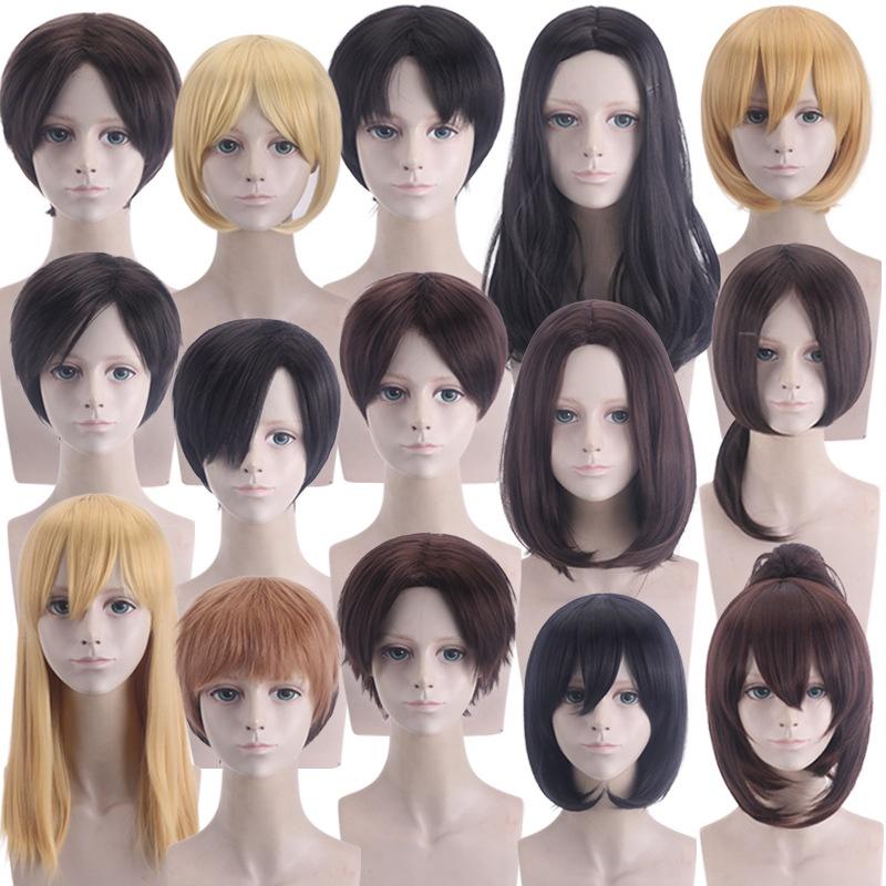 Cos Synthetic Short Hair Wig For Attack On Titan Characters High Temperature Fiber