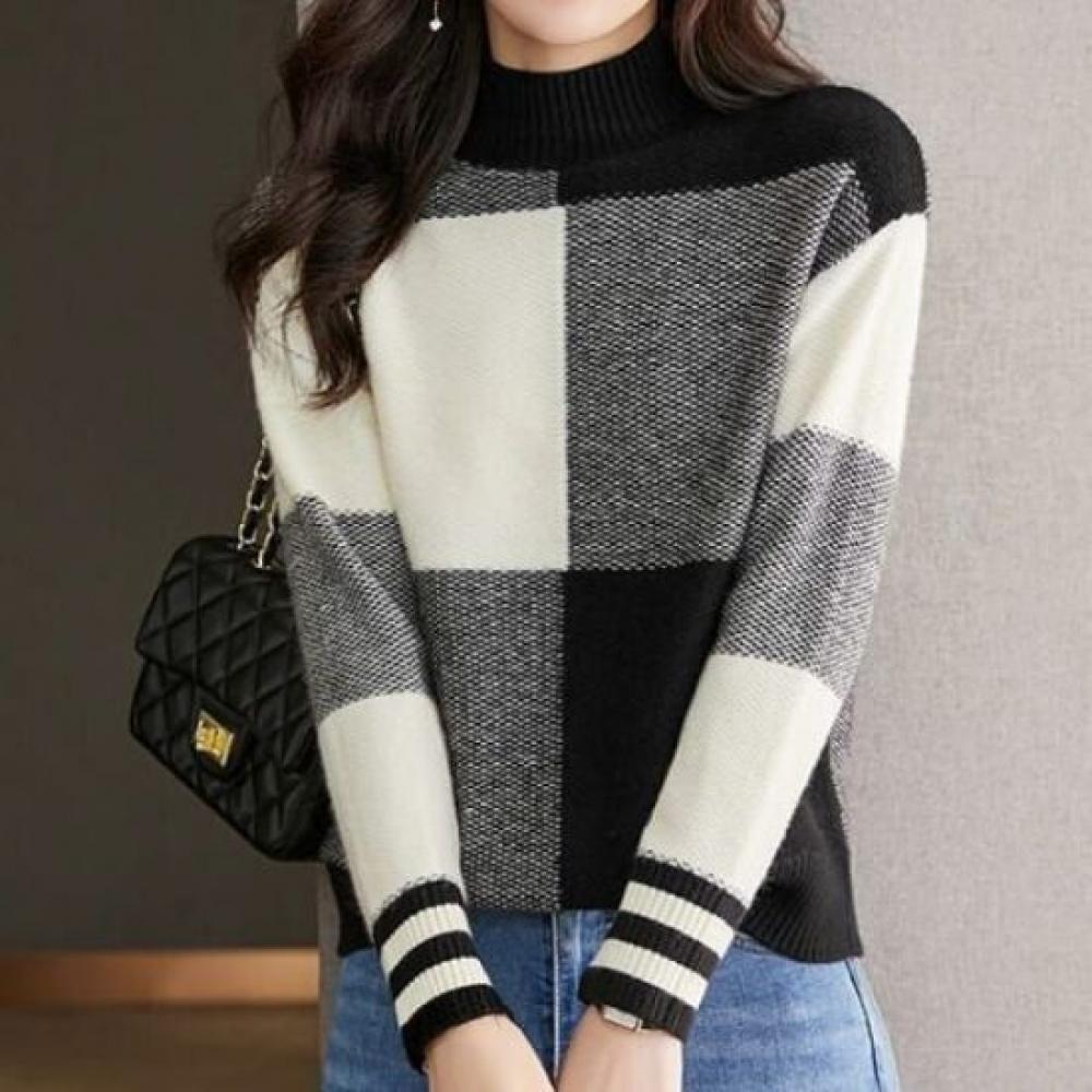 Navava Men Color Block Long Sleeve Half Polo Knit Tee Nk2699