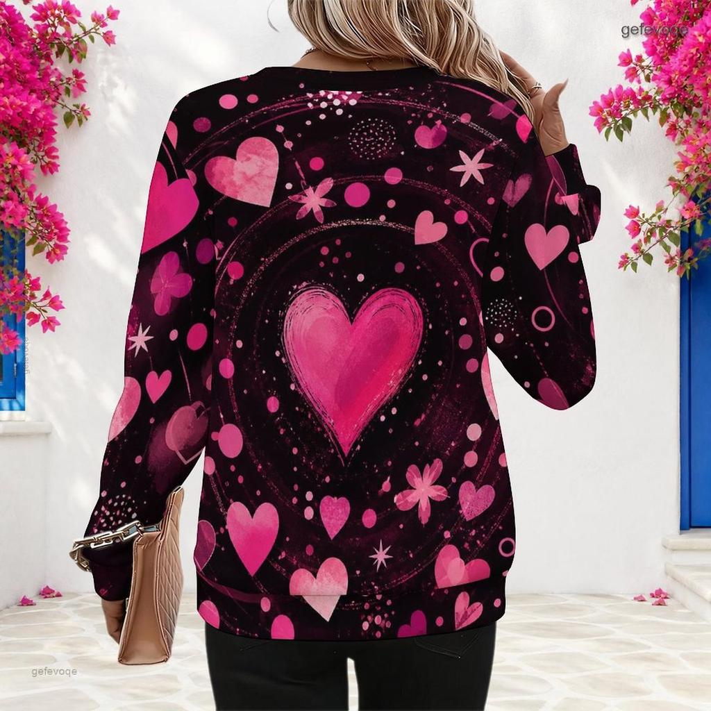 Plus Size Womens Crew Neck Long Sleeve Pullover Soft Loose Casual Street Leisure Daily Sweatshirt