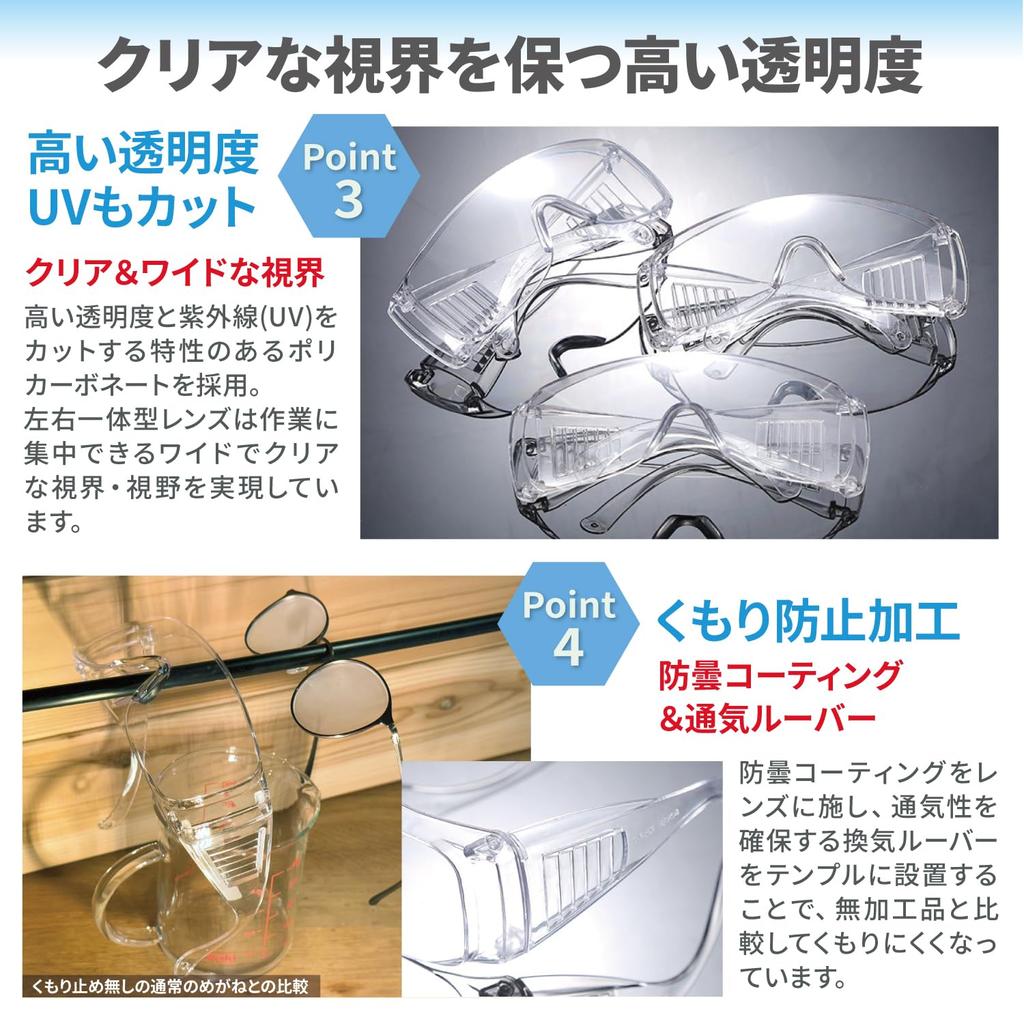 Safety One Size Fits Safety Infection DIY Work in [Nesect] Glasses, All, Anti-Fog, Dustproof, Polycarbonate, Goggles, Prevention, [Made Japan] 4-Pack