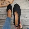 Bekväma Casual Plattor för Kvinnor, Rund Tå Slip-On Stickade Damskor, Damskor