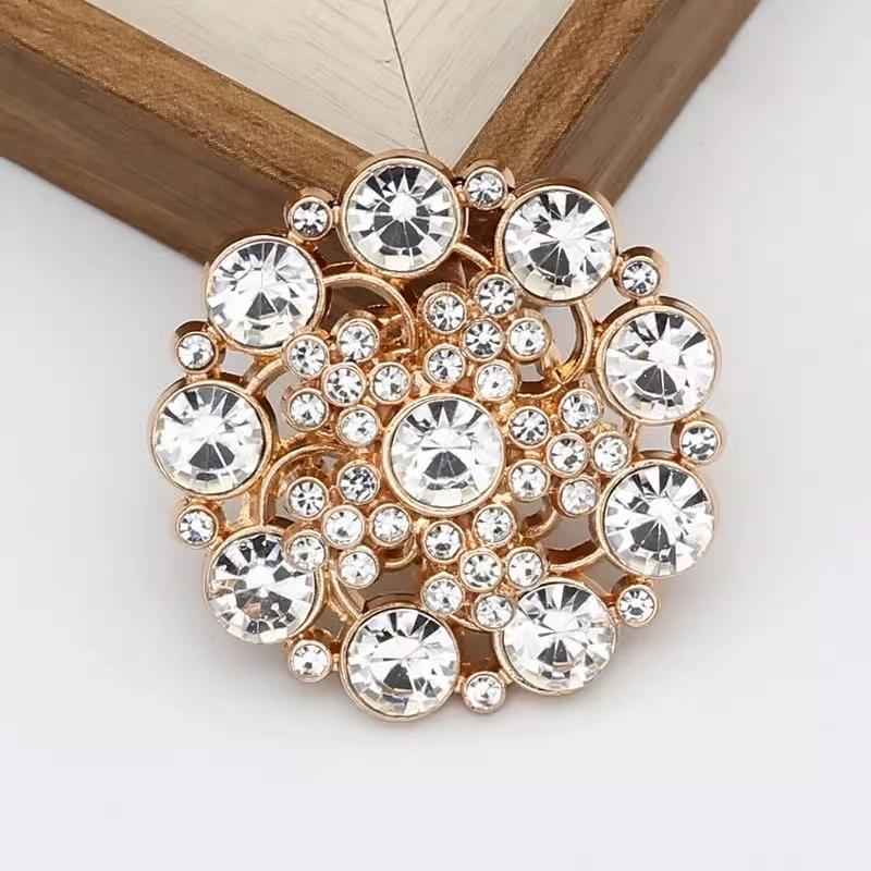 1pcs Rhinestone Buttons for Fur Coat Cardigan Rhinestone for Needlework Collar Sewing Embellishment Replace Metal Buckle