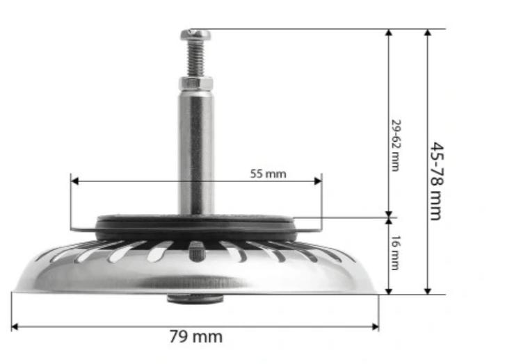 Sink Stopper with Adjustable Strainer, 79 Mm, Chrome