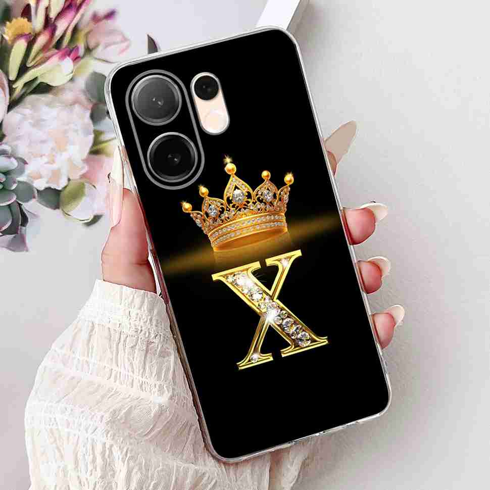 For vivo V60 5G 6.67" Case Popular Letters A-Z Crown Soft Silicone TPU Cover For Vivo v60 5G VIVO V2511 Bumper Phone Shell Coque