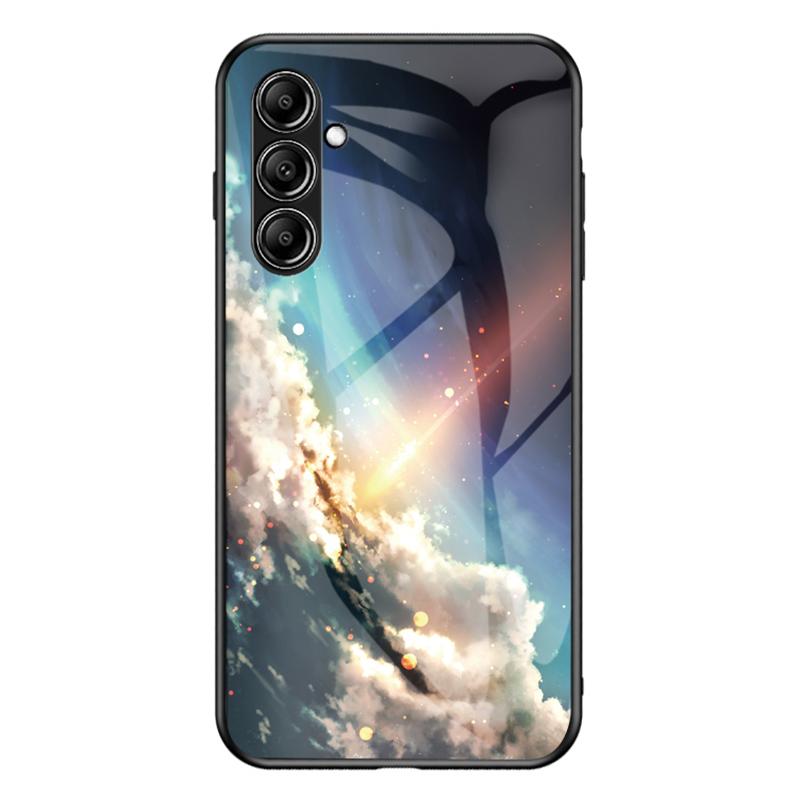 For Samsung Galaxy S23 FE Starry Sky Pattern Tempered Glass Case PC+TPU Anti-Scratch Phone Cover
