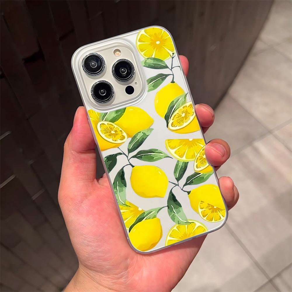 Lemon print Matte Case for iPhone17 12 13 11 14 15 16 Pro Max Xs XR 7 8 Plus Soft Silicone Translucent Cover